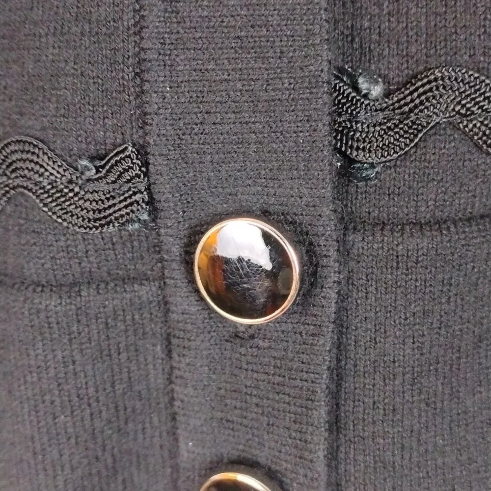 Charter Club Woman Black Crochet Textured Short Sleeve Button Up Cardigan Top - Picture 13 of 14